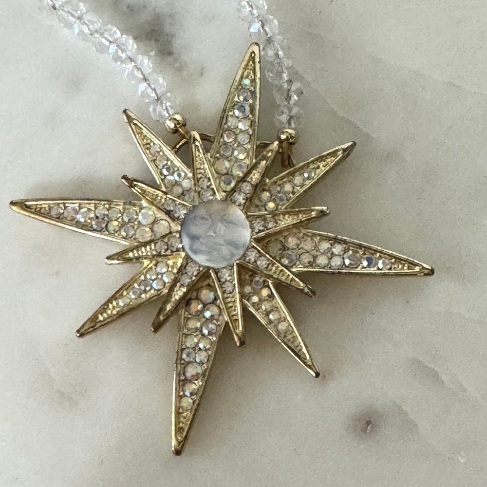 Kirks Folly Celestial Starburst Man in the Moon AB Crystal Adjustable Necklace